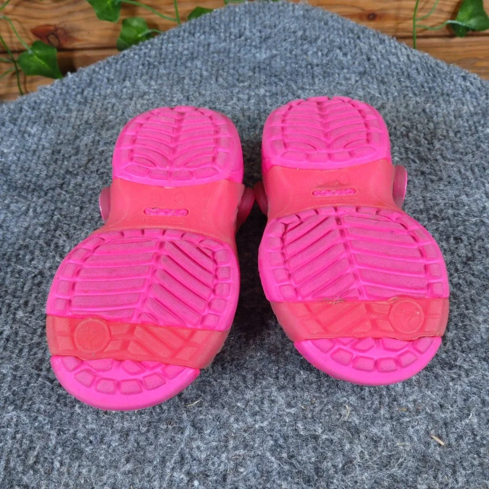 Crocs Adrina Hearts Toddler Girls Sandals‎ Size 6 Summer Play Pink Synthetic